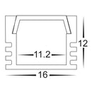 HV9693-1612-WHT White Shallow Square Aluminium Profile for LED Strip IP20 Havit Lighting