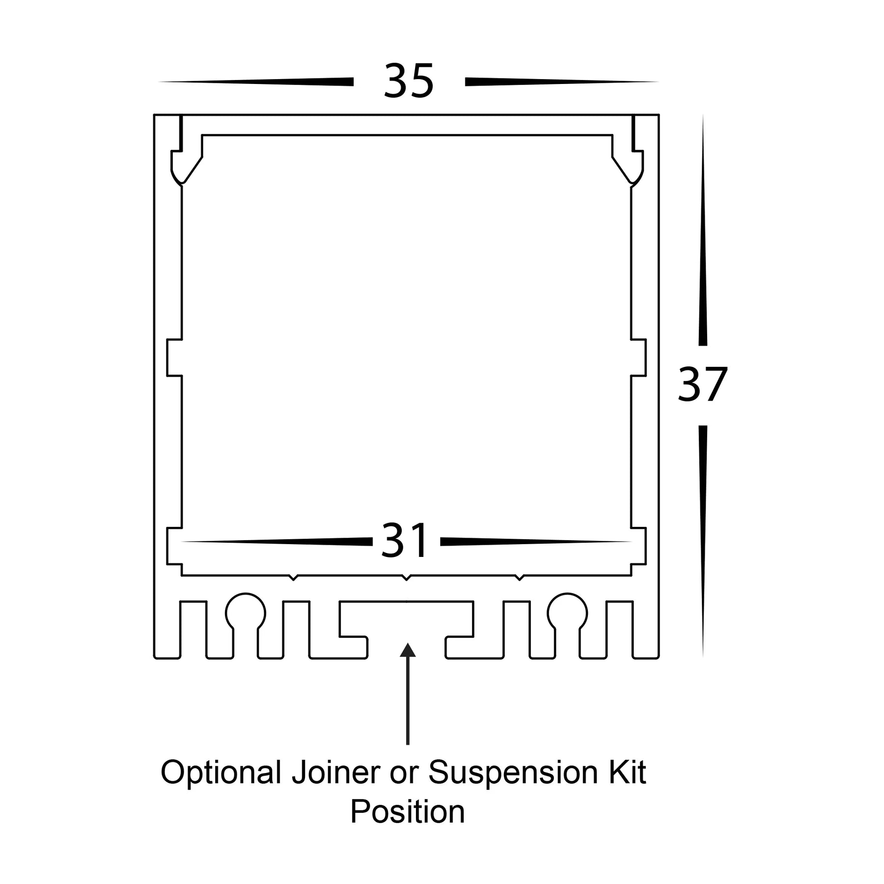 Havit White Deep Square Aluminium Profile LED Channel - HV9693-3537-WHT -  Havit Lighting