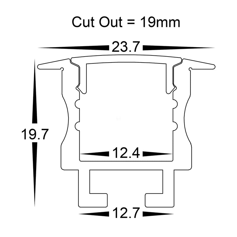 Havit Deep Recessed Square Winged Aluminium Profile End Caps - HV9695-2520-EC - Havit Lighting