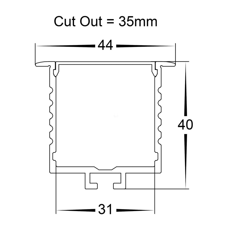 Havit Deep Square Recessed Winged Aluminium Profile End Caps - HV9695-4540-EC - Havit Lighting