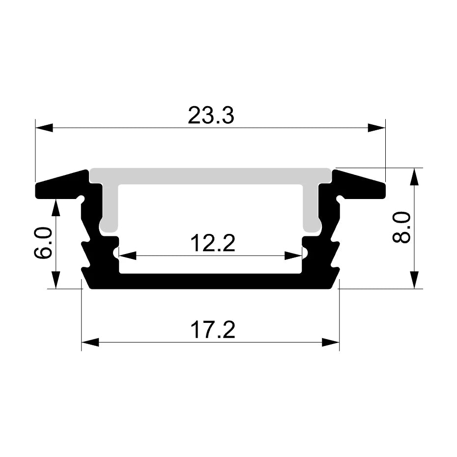 Havit Shallow Square Winged Aluminium Profile LED Channel - HV9699-2308-2M