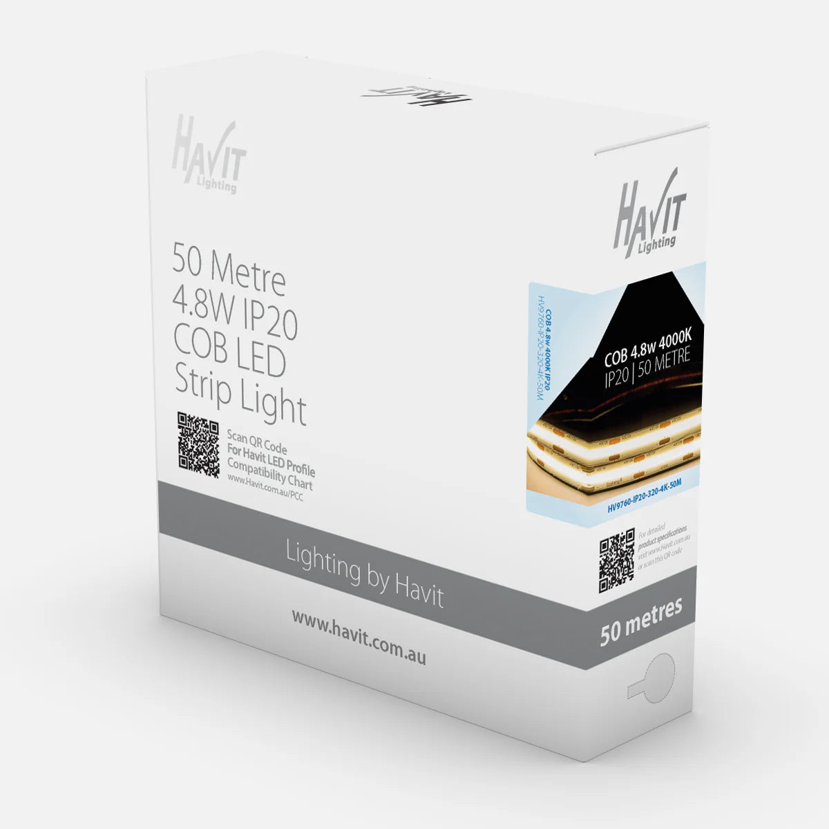 Havit COB 50m Roll LED Strip and Channels 4000K 4.8W 24V IP20 - HV9760-IP20-320-4K-50M- Havit Lighting