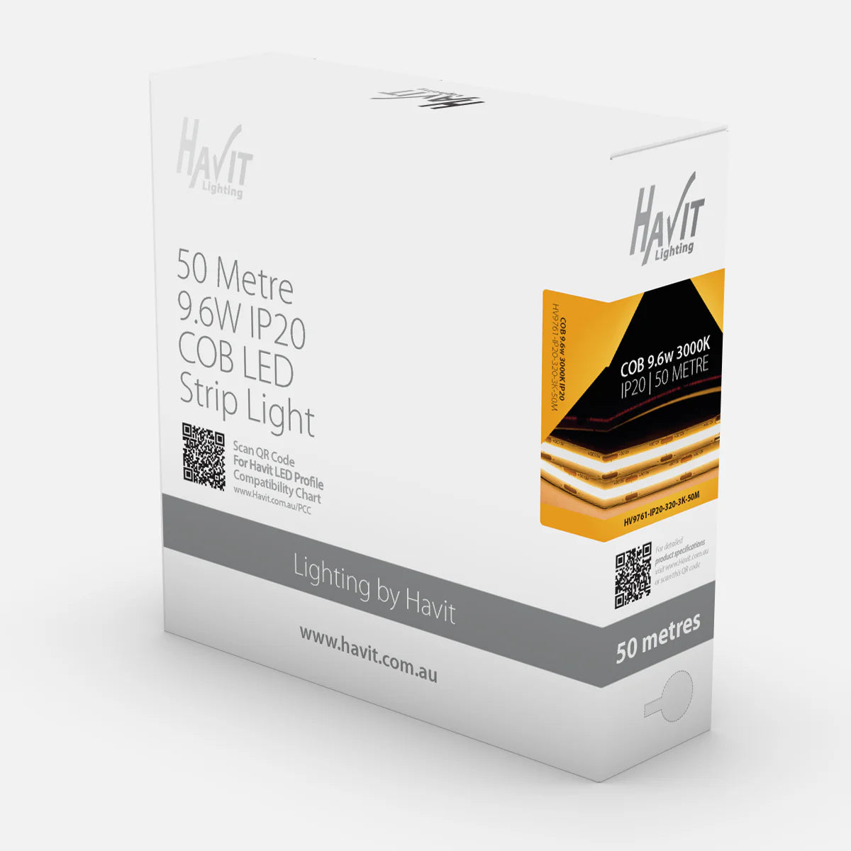 Havit COB 50m Roll LED Strip and Channels 3000K 9.6W 24V IP20 - HV9761-IP20-320-3K-50M - Havit Lighting
