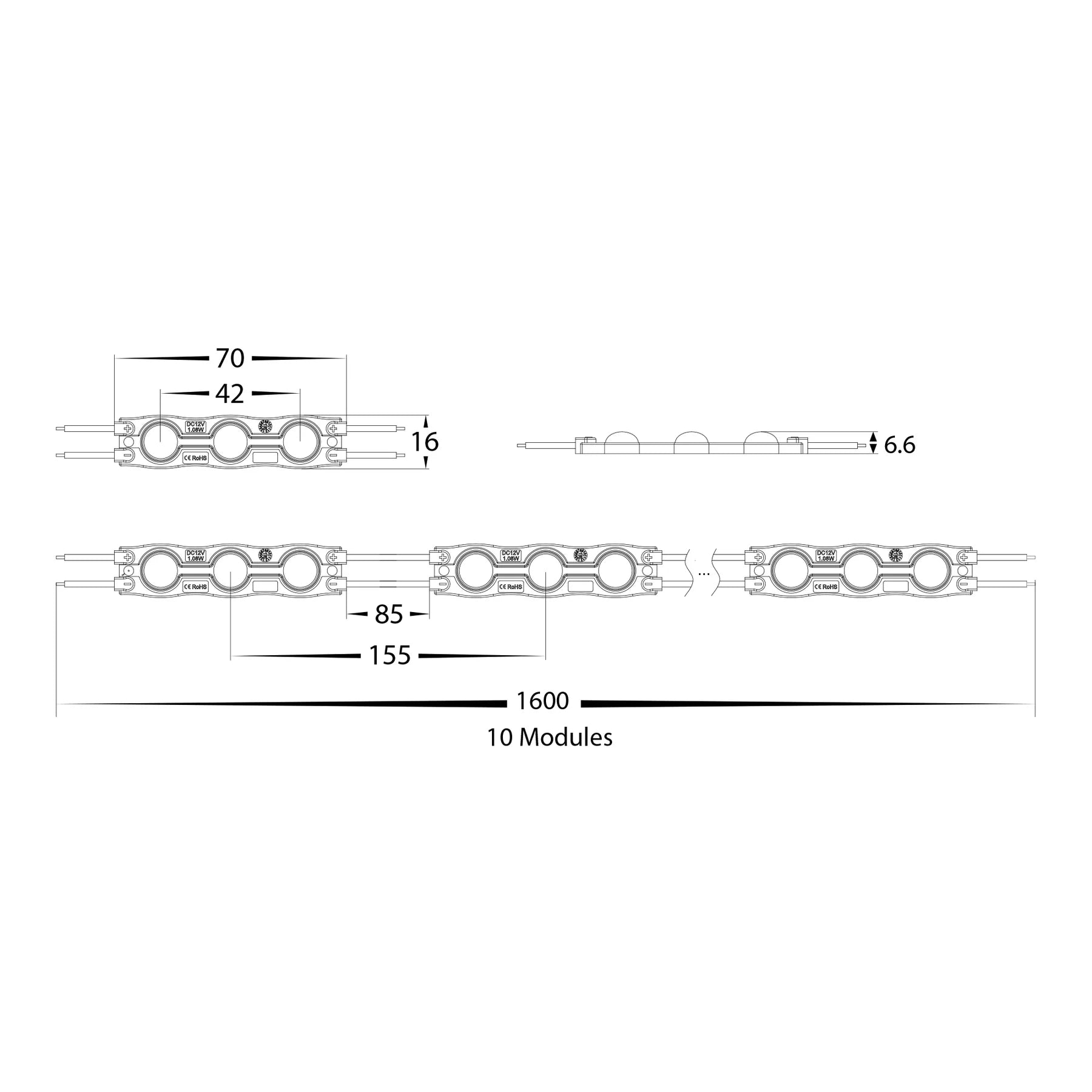 Havit Signage Modules LED Strip and Channels 3000K 0.72W 12V IP65 - HV9794-IP65-10-3K