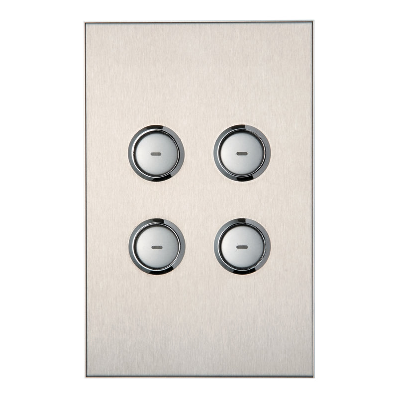 Clipsal SpaceLogic Wall Plate, C-Bus, Saturn, A-Series, Key Input unit, 4 keys Pure White / White / Saturn Black / Stainless Steel - Replaces 5084NL-680, 5084NL-GF, 5084NL-PW, 5084NL-J80