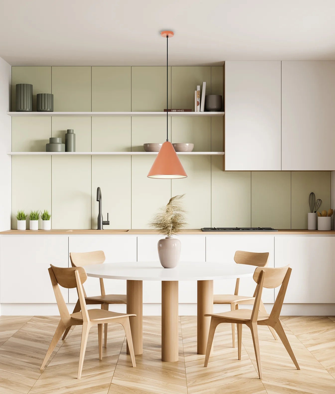 CLA KONUS: Interior Iron Shade with Frosted Diffuser Pendants Mustard Yellow/ Matt Green/ Terra Cotta/ Apple Green 240V- KONUS