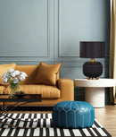 CLA LUSSO: Interior Drum Shade Ceramic Base with Antique Brass Highlight Table Lamp Black- LUSSO-T1, LUSSO-T2