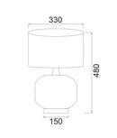 CLA LUSSO: Interior Drum Shade Ceramic Base with Antique Brass Highlight Table Lamp Black- LUSSO-T1, LUSSO-T2