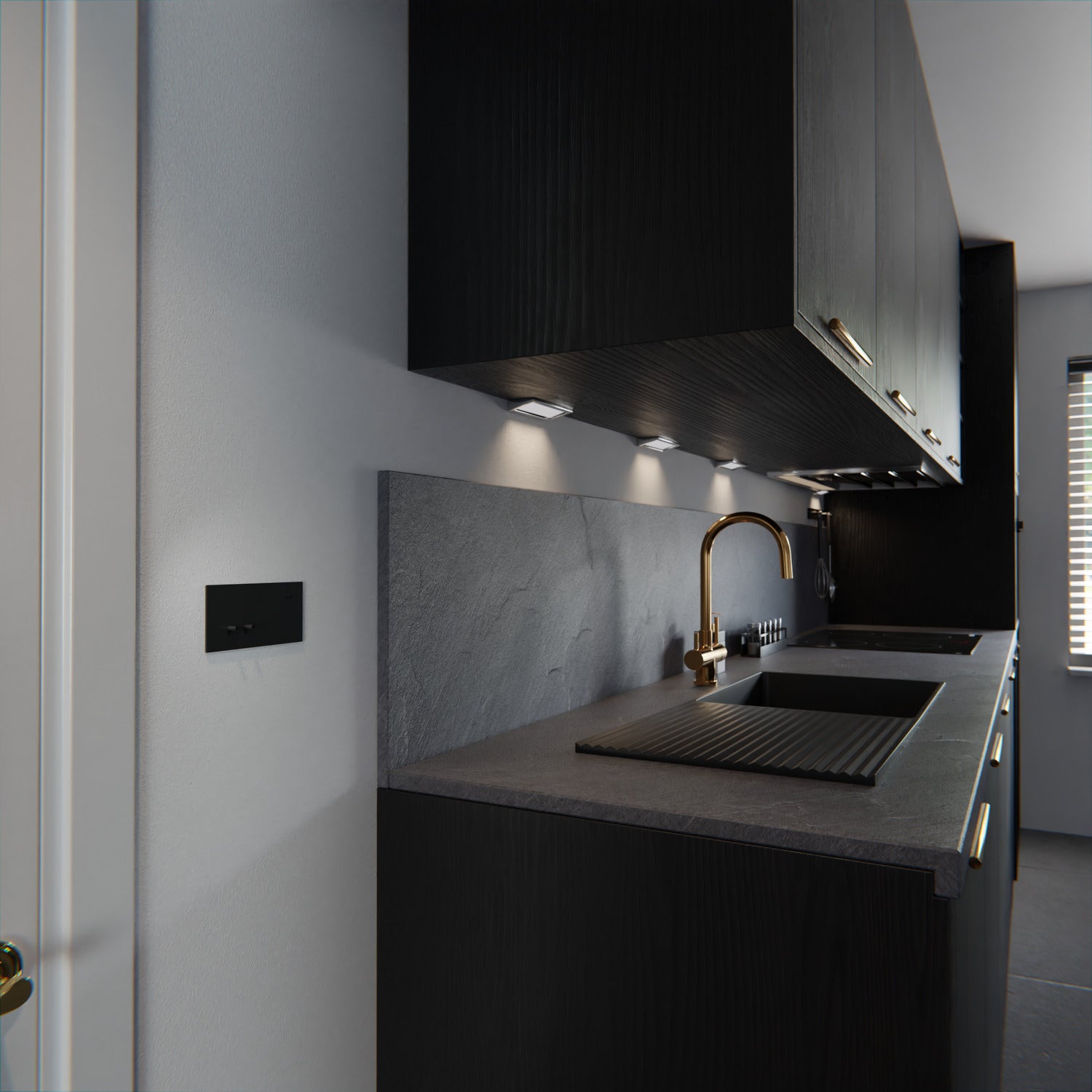 Clipsal Flush Switch, Clipsal Solis T Series, Horizontal Mount, 2 Gang Ebony Aluminium/ White Ceramic 230V-240V- 1042TA-EA, 1042TA-WC