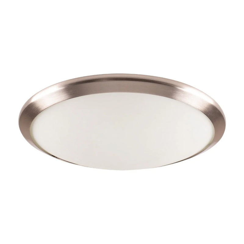 Domus 1/2xE27 Round Trim / Opal Glass Ceiling Light Satin Chrome 240V IP20 - Lummax LM-098 (Clearance)