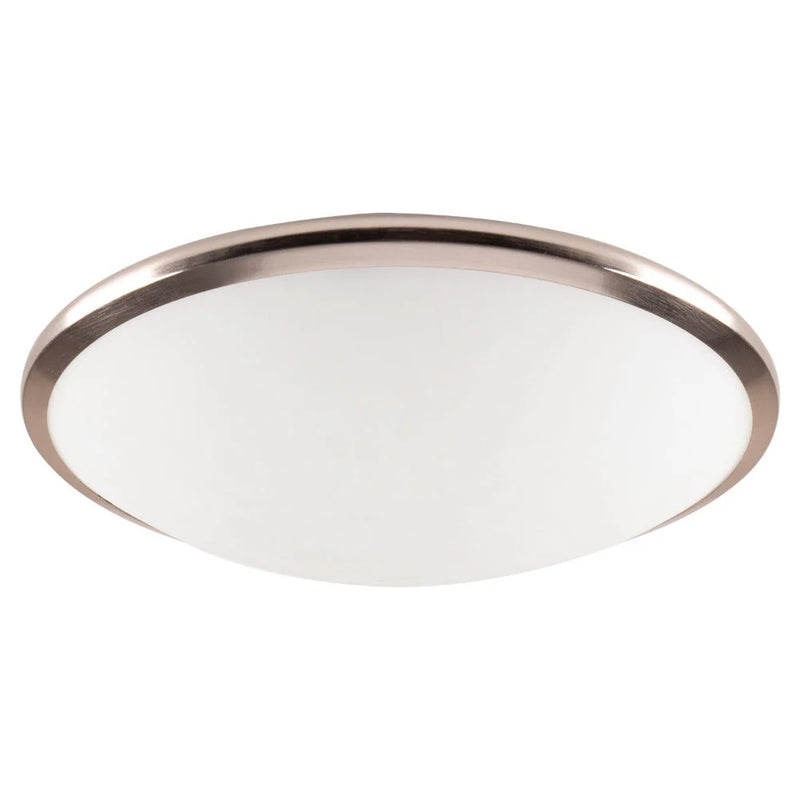 Domus 1/2xE27 Round Trim / Opal Glass Ceiling Light Satin Chrome 240V IP20 - Lummax LM-098 (Clearance)