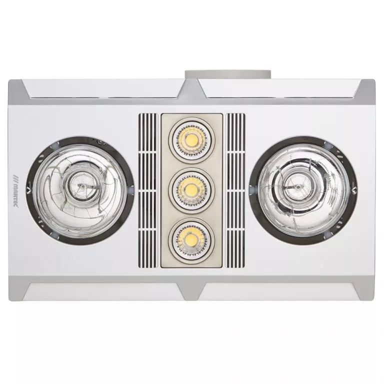 Martec Profile Plus 2 with 2 Heat Lamps, Exhaust Fan and 3-in-1 Bathroom Heater 3000K White 2x275W 220-240V - MBHP2LW