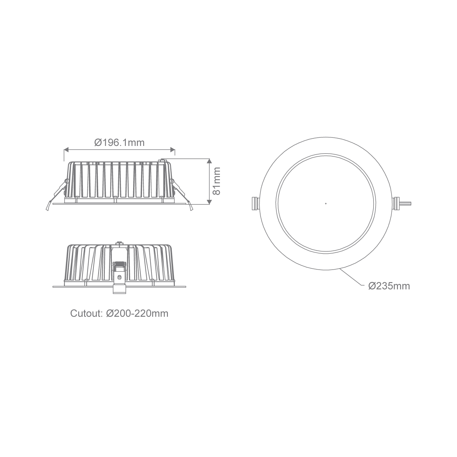 Domus NEO-PRO-REC LED Downlights Tri- Black/ White 13W/ 25W/ 35W IP65- 21607-21612