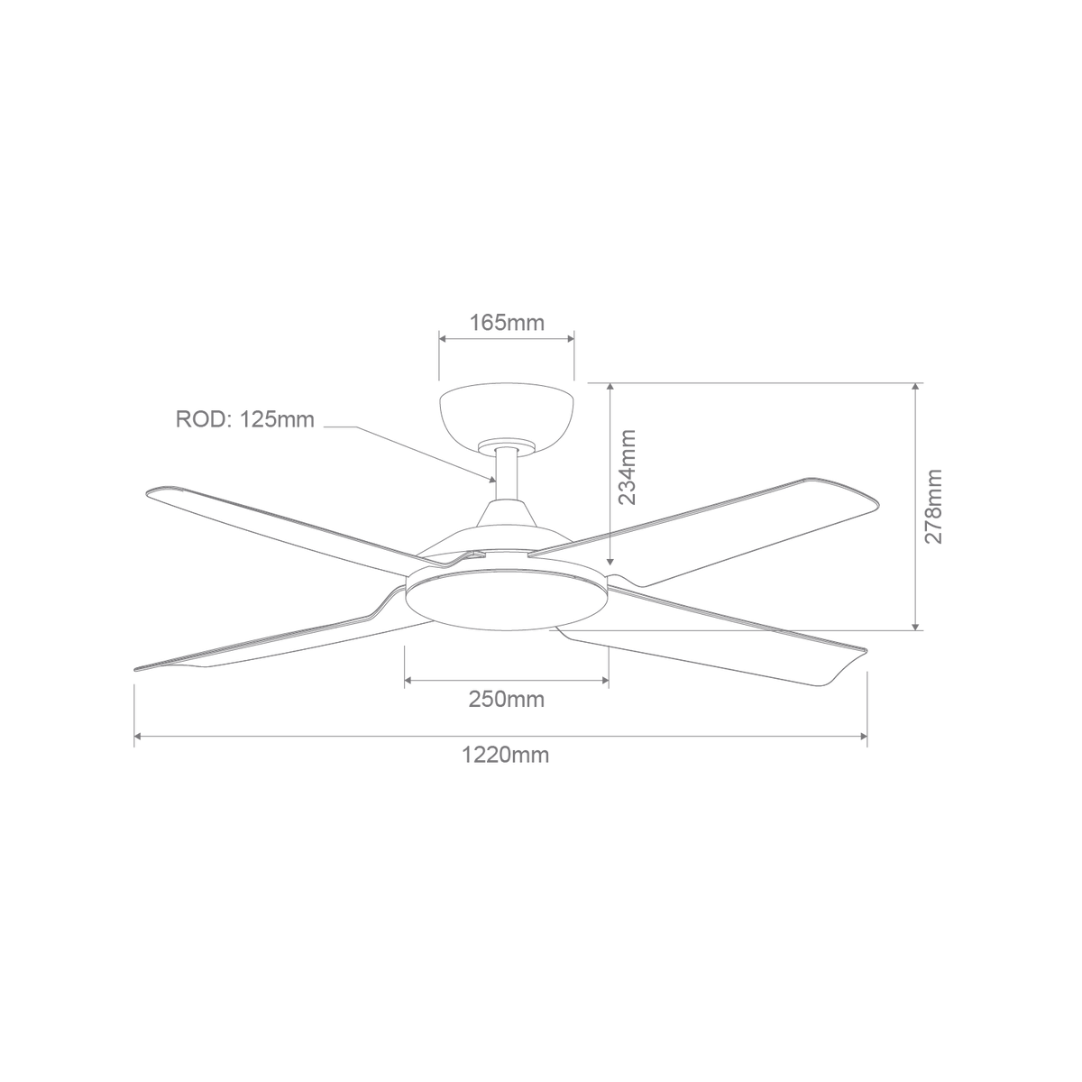 Domus Nevada 48-inch fan-only dimensions drawing
