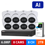 RhinoCo Compact AI Series 8 Camera 6.0MP IP Surveillance Kit (Fixed, 2TB) Security Cameras IP67 - NVRKIT-C862F - RhinoCo Technology