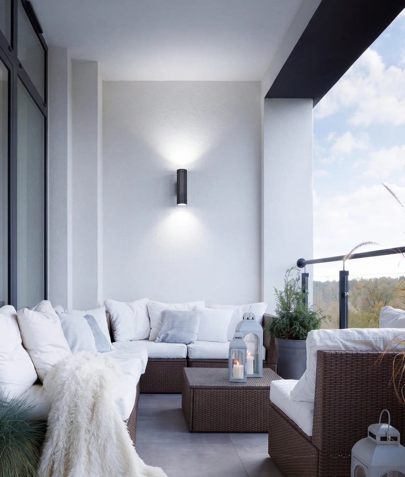 CLA OCTO: GU10 Octagonal Up/Down Exterior Wall Pillar Lights Black/ White/ Aged Brass 265V IP65- OCTO