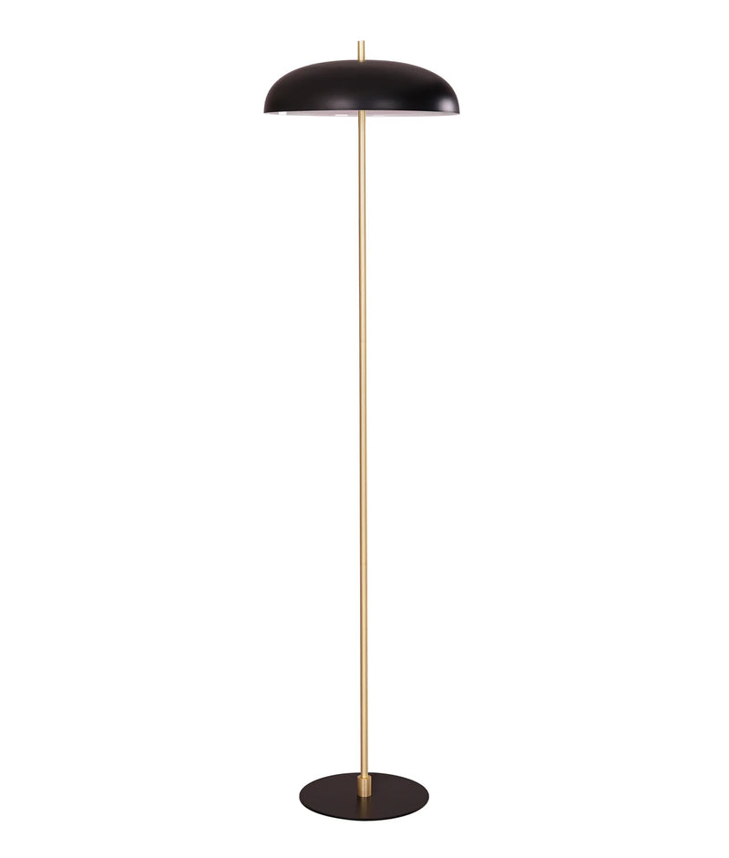 CLA PARAGUAS: Interior Dome Shade with Brass Rod Floor Lamp Black- PARAGUAS-F1