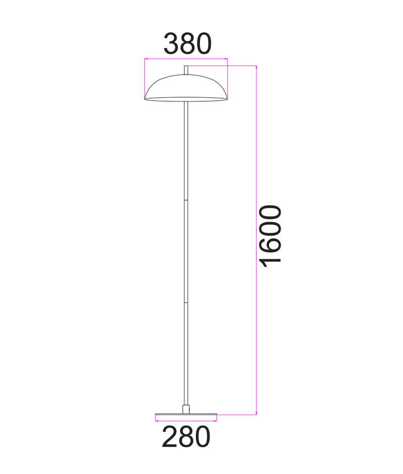 CLA PARAGUAS: Interior Dome Shade with Brass Rod Floor Lamp Black- PARAGUAS-F1