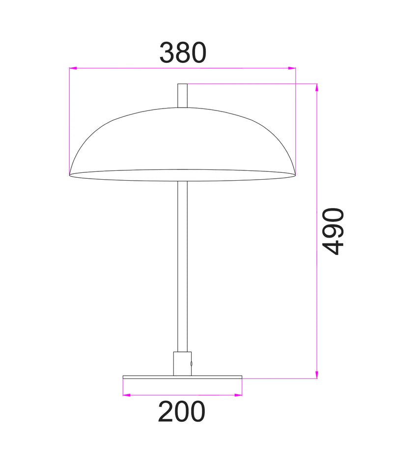 CLA PARAGUAS: Interior Dome Shade with Brass Rod Table Lamp Black - PARAGUAS-T1
