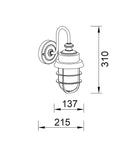 CLA PAROL: Cylinder Brush Glass with Cage Exterior Wall Lights Matt Black / Matt White / Copper / Brass / Galvanized / Aluminium / Stainless Steel 220-240V IP44 - PAROL