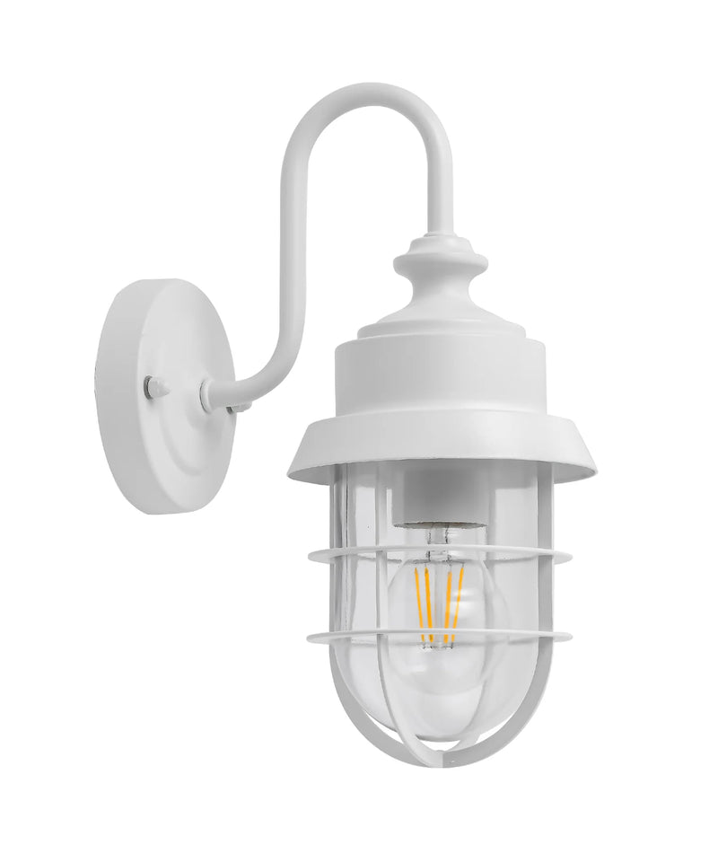 CLA PAROL: Cylinder Brush Glass with Cage Exterior Wall Lights Matt Black / Matt White / Copper / Brass / Galvanized / Aluminium / Stainless Steel 220-240V IP44 - PAROL