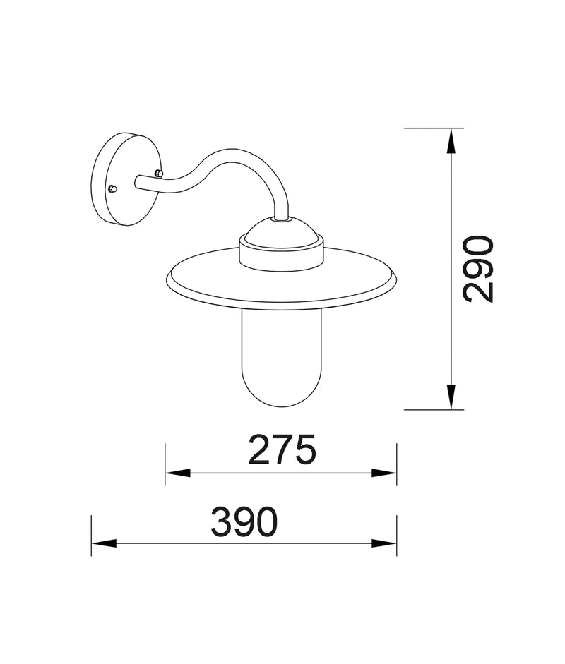 CLA PAYONG: Sun Hat Shape with Clear Glass Exterior Wall Lights Matt Black / Matt White / Galvanized / Aluminium / Copper / Brass / Stainless Steel IP44 - PAYONG