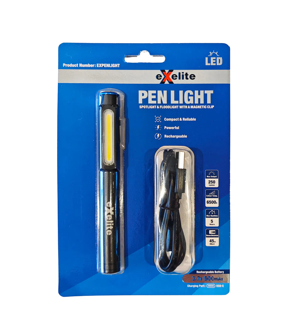CLA PEN LIGHT: Spotlight & Floodlight with A Magnetic Clip 6500K Black - PENLIGHT