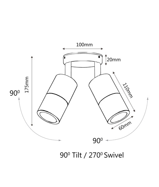 CLA GU10 Pillar Spot Exterior Wall Lights 316 Stainless Steel 110-265V IP65 - PGUDSS, PG1FSS, PG1ASS, PG2ASS - CLA Lighting