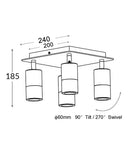 CLA GU10 Exterior Adjustable Head LED Bar Lights Black 110-265V IP44 - PG2BARBL, PG3BARBL, PG4BARBL, PG4SQBL - CLA Lighting