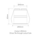 Domus Pico-7 Mini Round Dimmable LED Downlight Kit Tri - Black/ White 7W 240V IP54- 21581, 21665, 21666