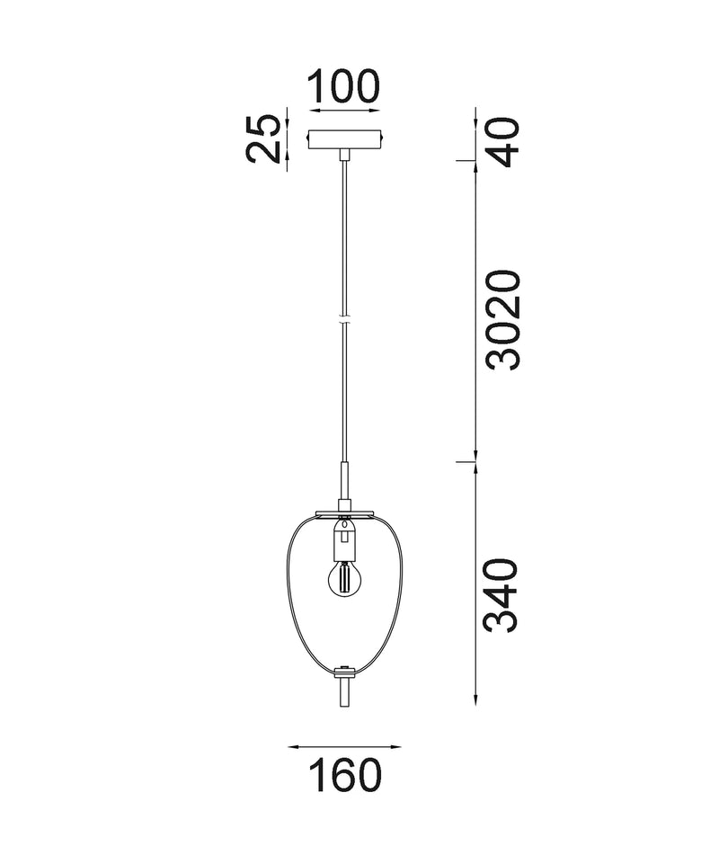 CLA PINO: Oval Interior Pendant Opal Matte / Smokey Black Mirror Finish Glass 220-240V - PINO2, PINO6