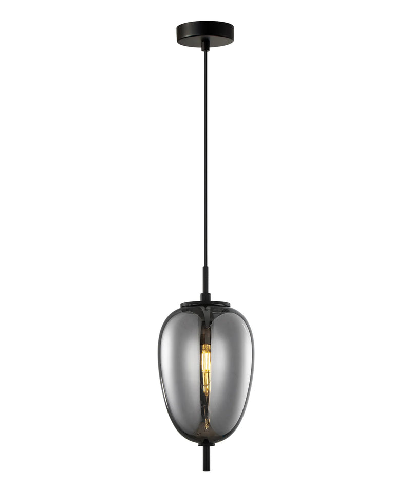 CLA PINO: Oval Interior Pendant Opal Matte / Smokey Black Mirror Finish Glass 220-240V - PINO2, PINO6