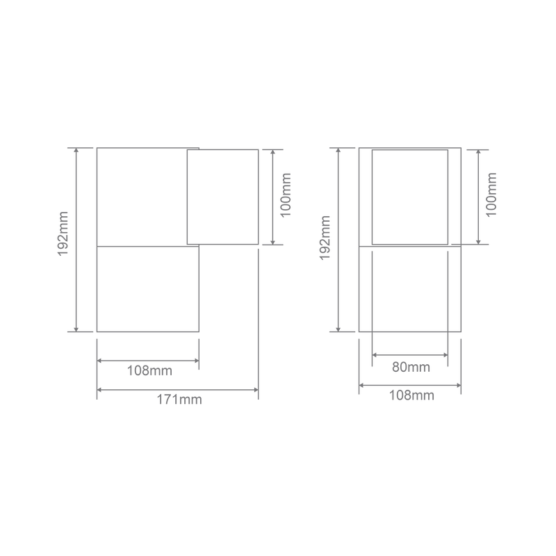 Domus PIPER-PRO-1-SQR Exterior Wall Lights Tri- Black/ White 10W 240V IP65- 49300, 49301