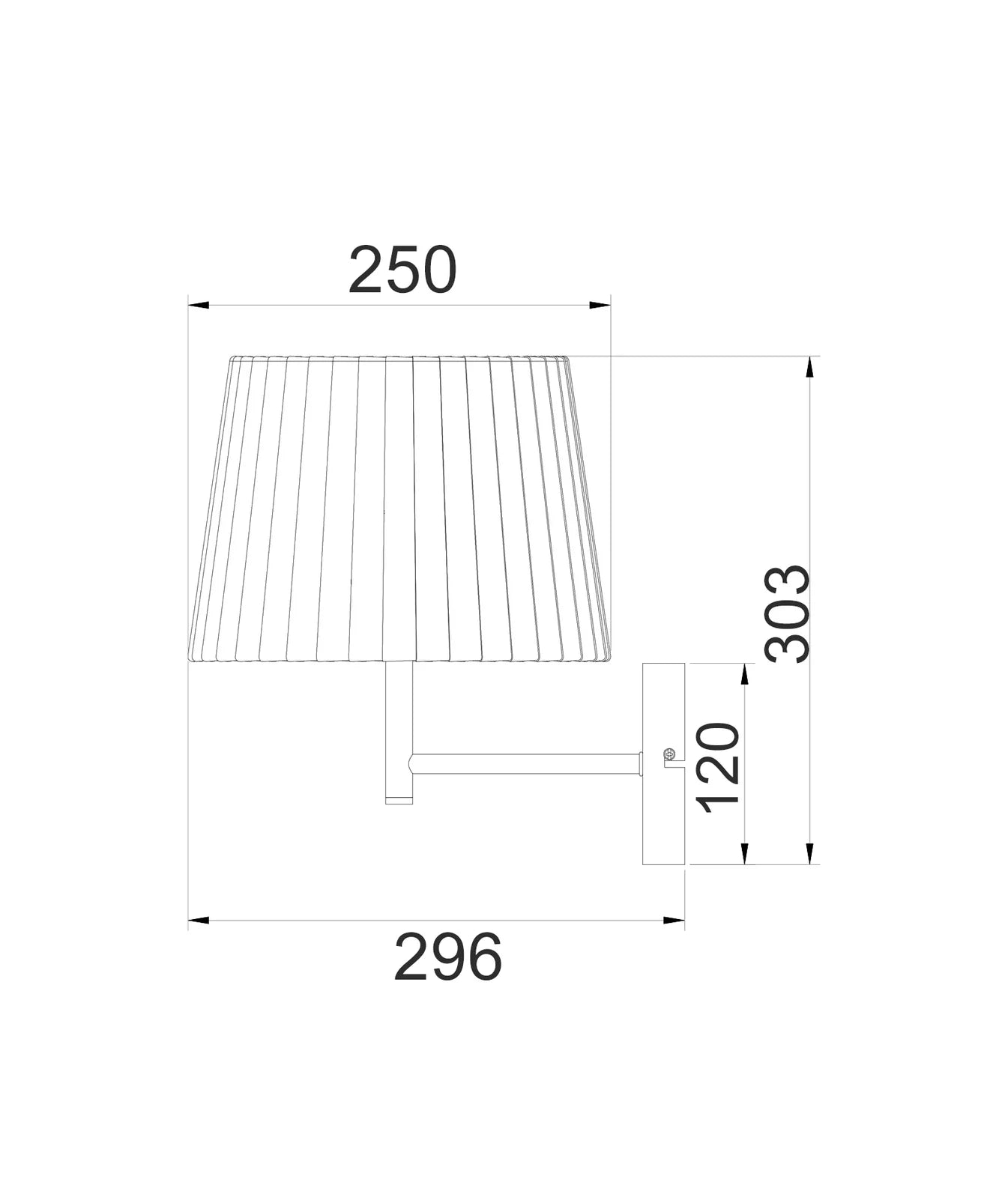 CLA PREGA: Slanted Pleated Fabric Shade Interior Wall Lights Black/ White 220-240V- PREGA-W1, PREGA-W2