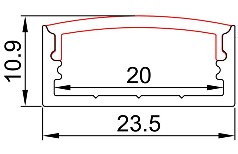 Azoogi Surfaced LED Channel and Accessories 2311 Anodised Aluminium - PR016