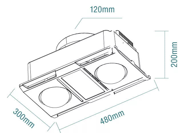 Martec Profile Panel 2 High Performance Fan Exhaust Bathroom Heater Tri - White 2x275W 220-240V - MBHN2LW