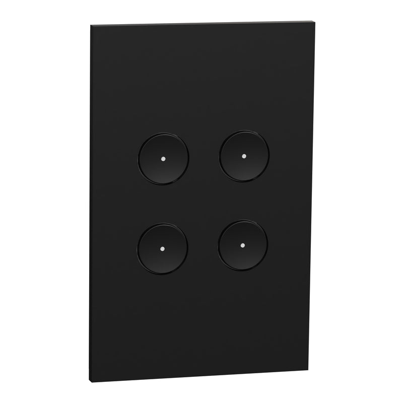 Clipsal SpaceLogic Wall Plate, C-Bus, Saturn Zen, A-Series, Key Input unit, 4 keys Black / White - Replaces R5044NL-ZB, R5044NL-ZW