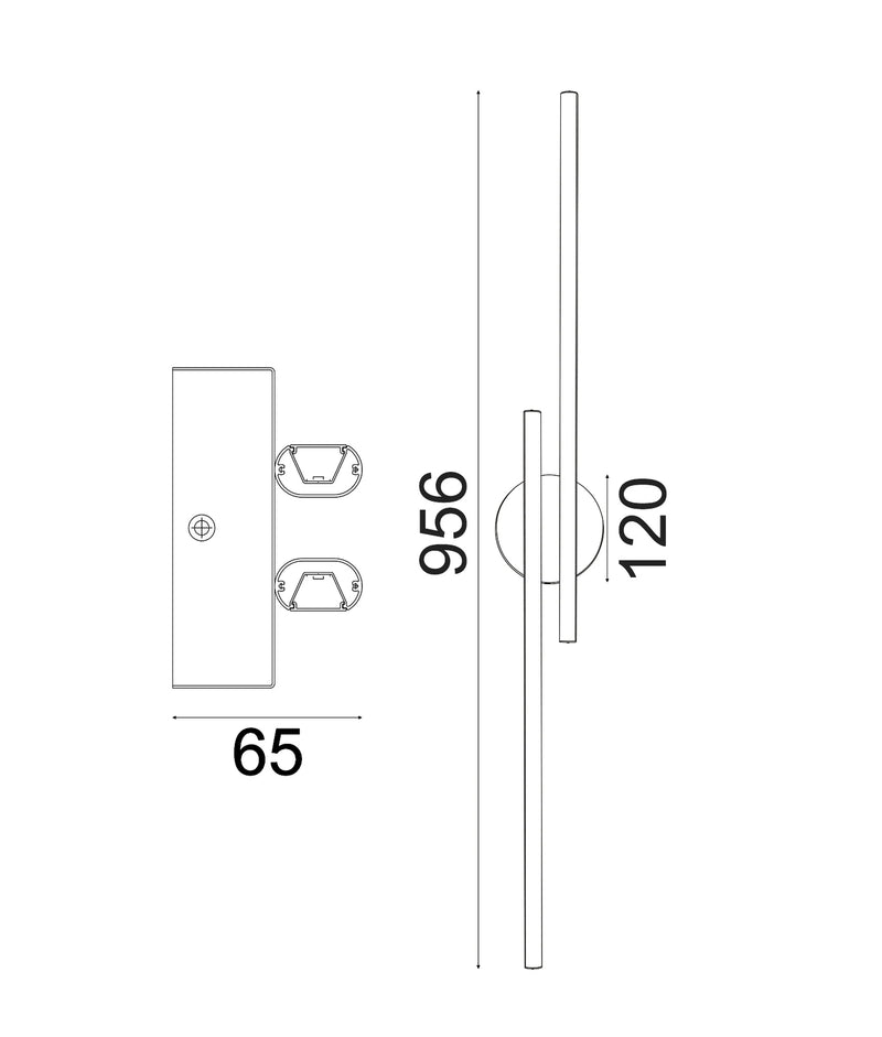 CLA RACHA: Linear Interior Wall Lights Tri- Black/ White/ Brass 22W 250V IP20- RACHA1, RACHA2, RACHA3