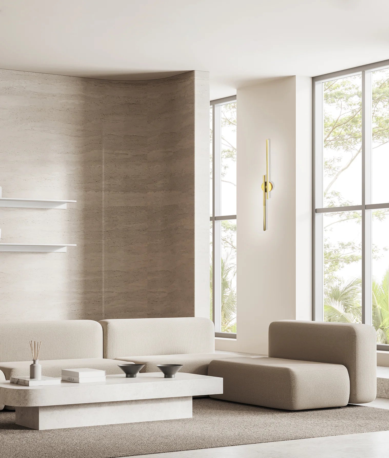 CLA RACHA: Linear Interior Wall Lights Tri- Black/ White/ Brass 22W 250V IP20- RACHA1, RACHA2, RACHA3