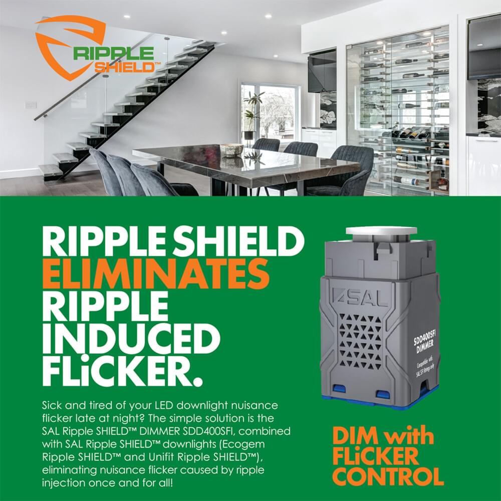 SAL rippleSHIELD DIMMER BP Electrical Accessories White Cap 250W 240V IP20 - SDD400SFI /BP - SAL Lighting