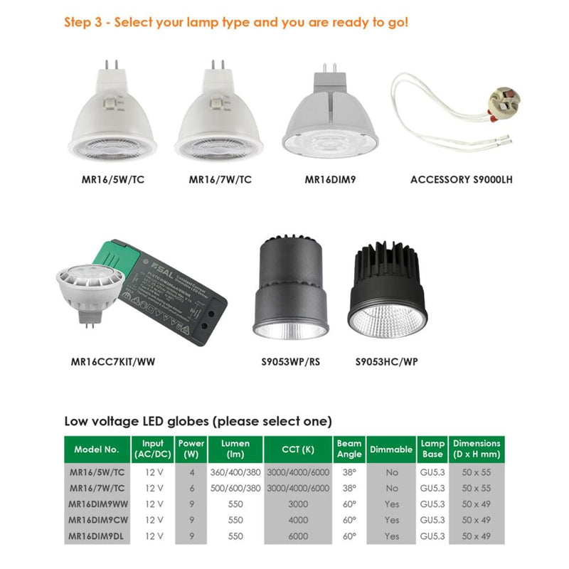 SAL SELV KITS S9001 / S9003 LED Downlight Black 240V - S9001BK, S9003BK - SAL Lighting