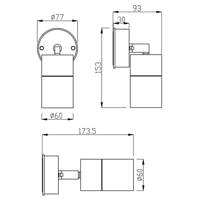 SAL BONDI LITE SE7323TC Exterior Wall Lights Tri - Black 4W 240V IP65 - SE7323TC/BK - SAL Lighting