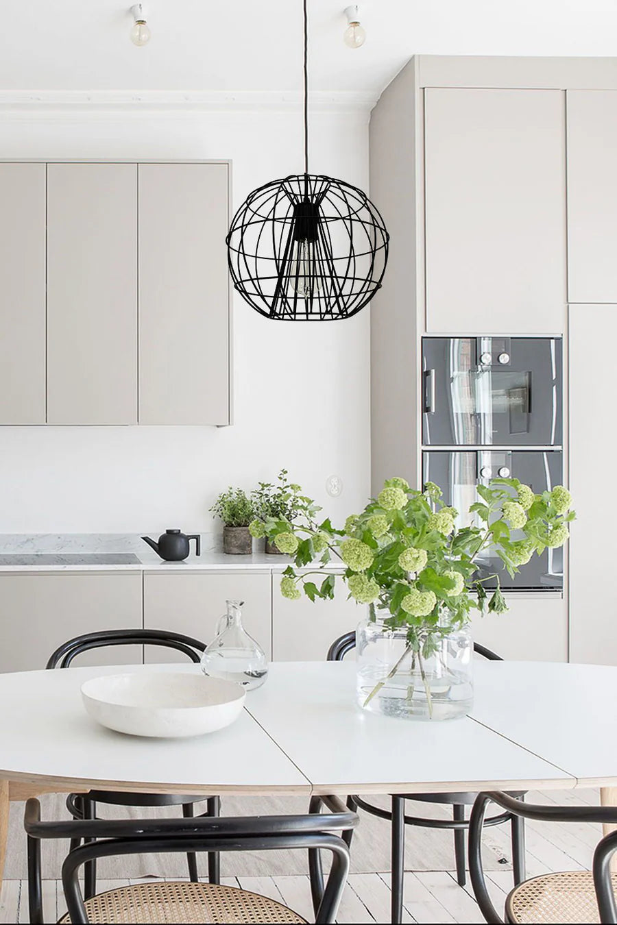 CLA Sentinel Modern Iron Round Cage Interior Pendant Matt Black / Matt White 220-240V - SENTINEL1, SENTINEL2 - CLA Lighting