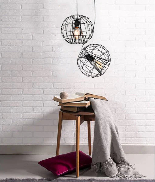 CLA Sentinel Modern Iron Round Cage Interior Pendant Matt Black / Matt White 220-240V - SENTINEL1, SENTINEL2 - CLA Lighting
