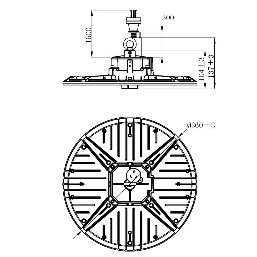 SAL UFO SHB26MP LED High Bay 5000K Black 80/120/150W 240V IP65 - SHB26MP