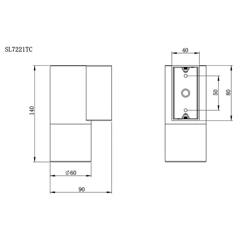 SAL NEW BONDI Exterior Wall Lights Tri - Aluminium Stainless Steel 4W 240V IP65 - SL7221TC-24 - SAL Lighting