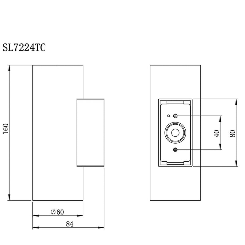 SAL NEW BONDI II Exterior Wall Lights Tri - Black / Aluminium Stainless Steel 2 x 5W 240V IP65 - SL7224TC - SAL Lighting