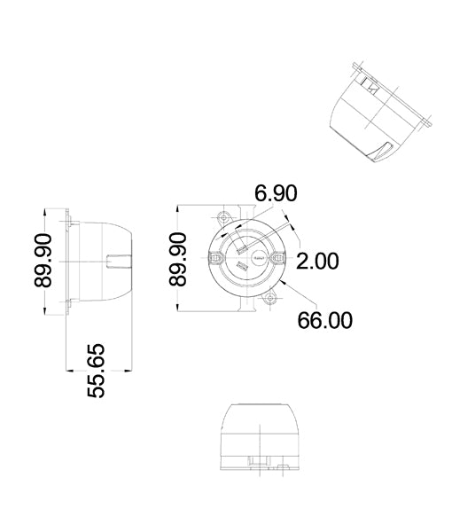 CLA 3-Pin Rear Connecting Single Surface Socket Electrical Accessories White 240V - SOCK3, SOCK2 - CLA Lighting