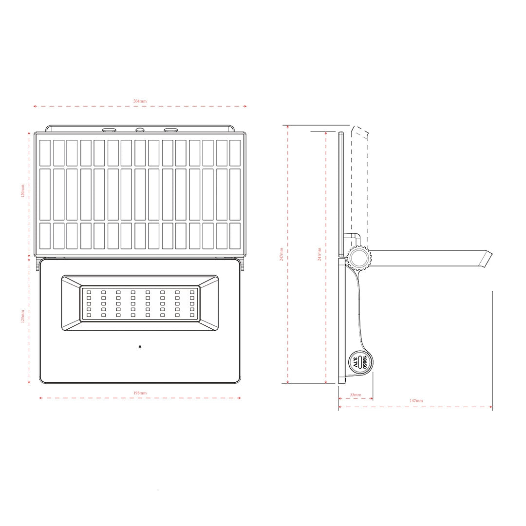 SAL SALRAY 3000 LED Flood Lights 6500K Black 17.5W 240V IP65- SSIF3000