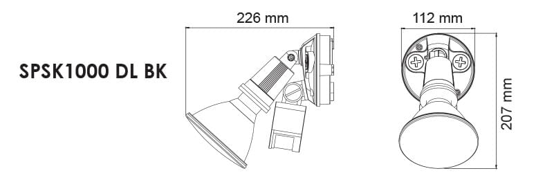 SAL STARLIGHT WITH SENSOR SPSK1000TC LED Flood Light Tri- Black 12W 240V IP54 - SPSK1000TC/BK